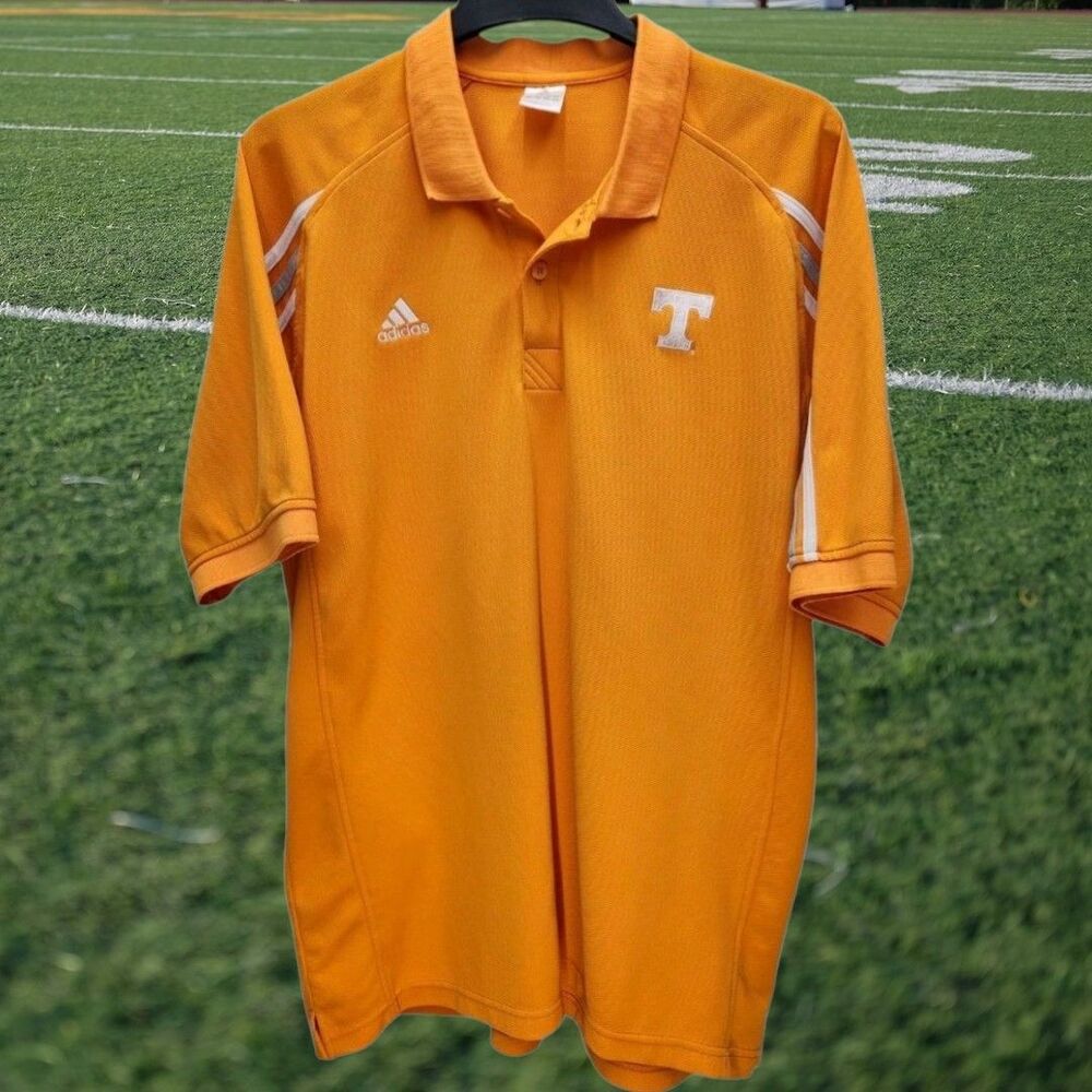 Adidas Tennessee Vols Polo Shirt Mens XL Orange White Shirt Sleeves Football